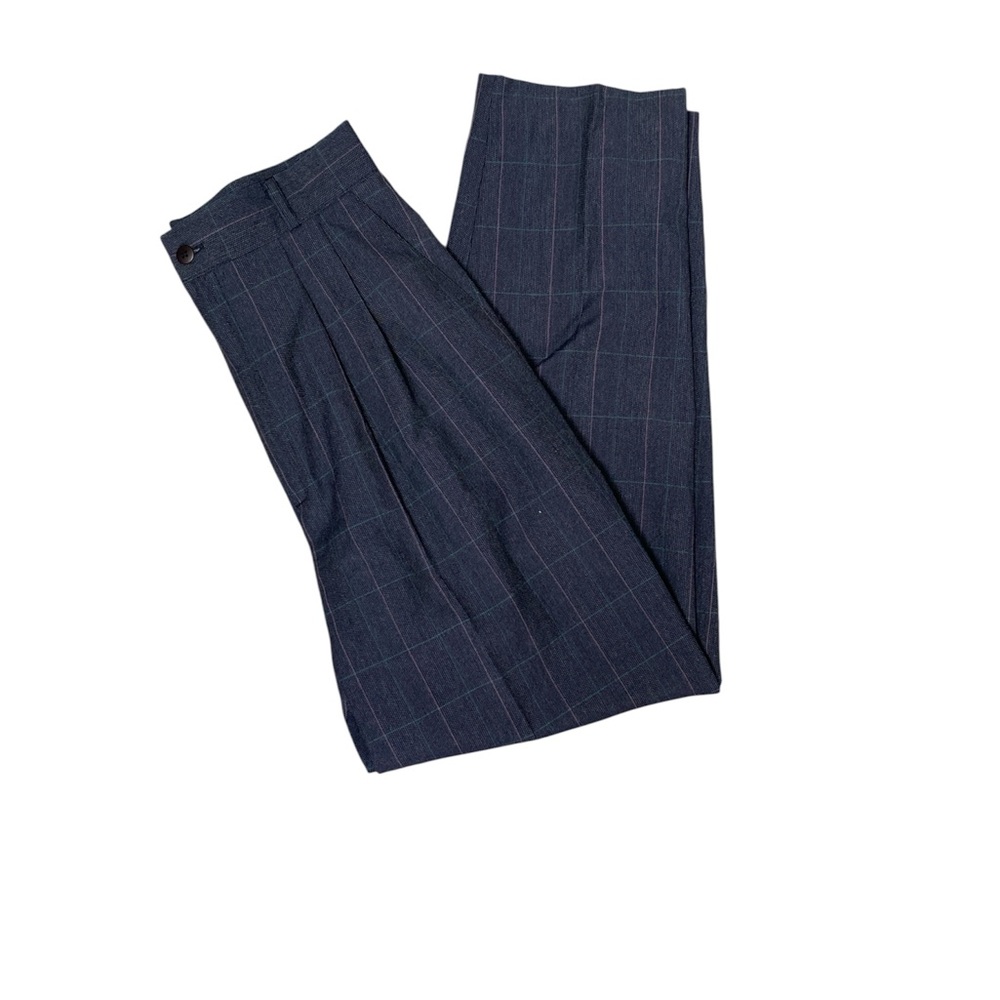 Vintage Stringbean USA High Waisted Plaid Pleated Trousers Dark Academia 7/8